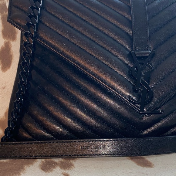 YSL COLLEGE LARGE IN QUILTED LEATHER ALL BLACK - Picture 3 of 14